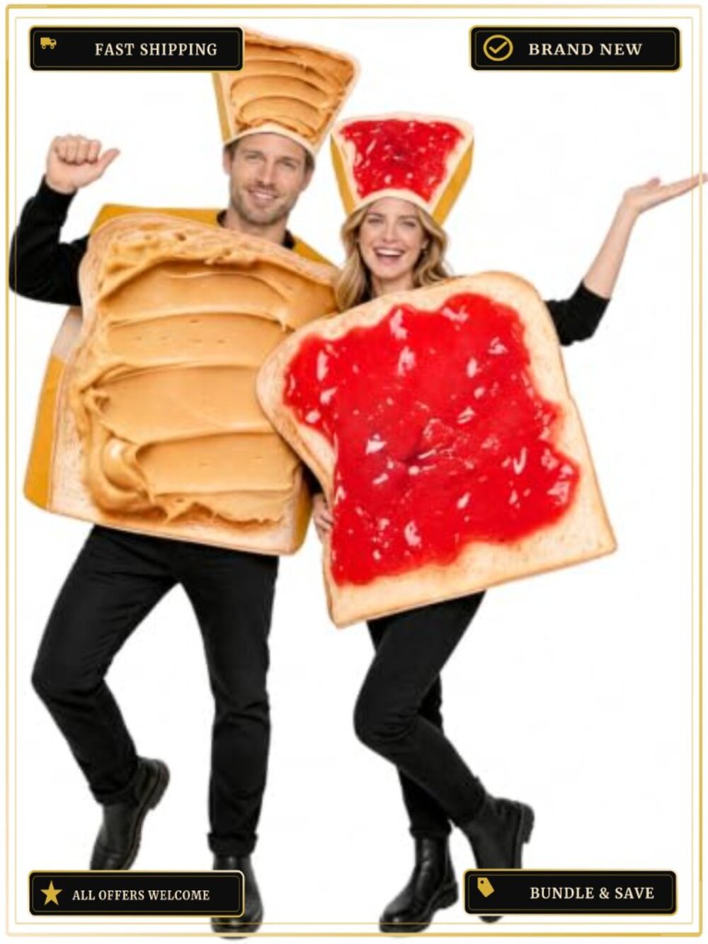 Peanut Butter Jelly Couples Costume Adult Halloween Food Set